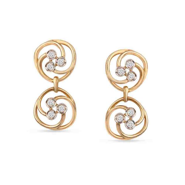 Tanishq 18KT Double Swirl Pinwheel Earrings for Women 