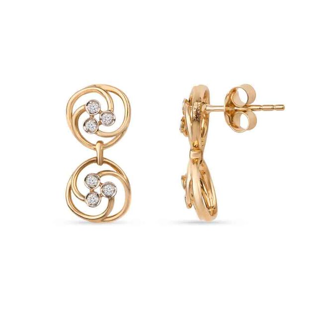 Tanishq 18KT Double Swirl Pinwheel Earrings for Women 2