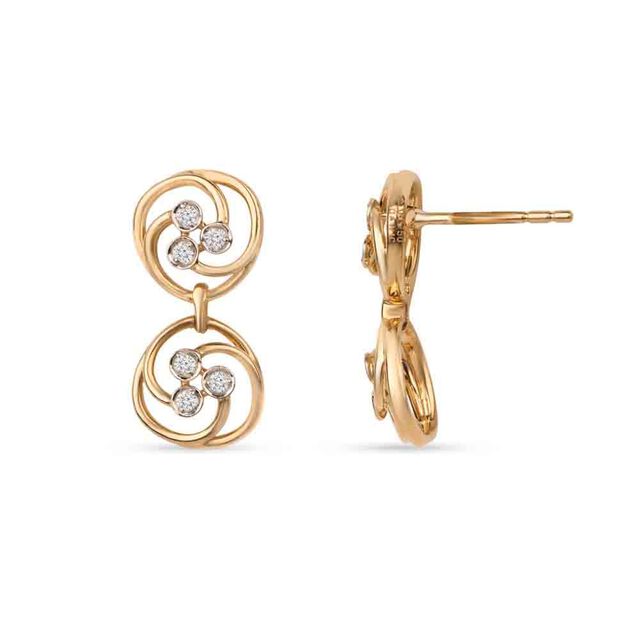 Tanishq 18KT Double Swirl Pinwheel Earrings for Women 4