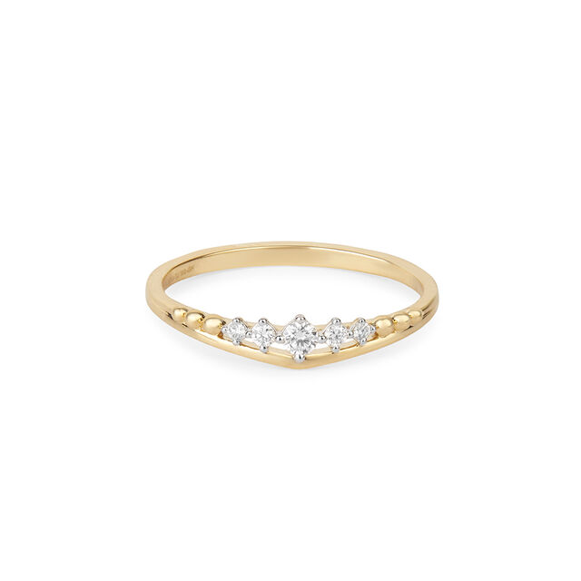 Tanishq Chevron Beaded Wishbone Ring for Women 