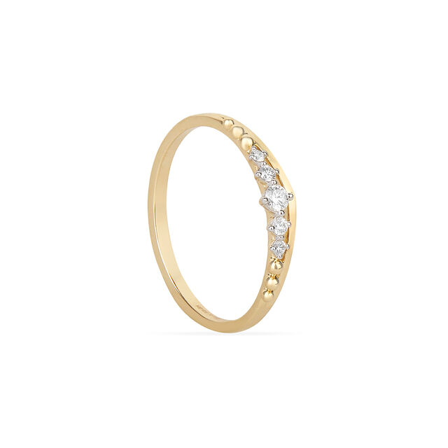 Tanishq Chevron Beaded Wishbone Ring for Women 3