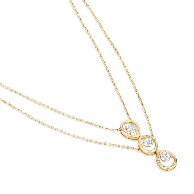 Tanishq 18KT Three Wishes Diamond Necklace for Women 3