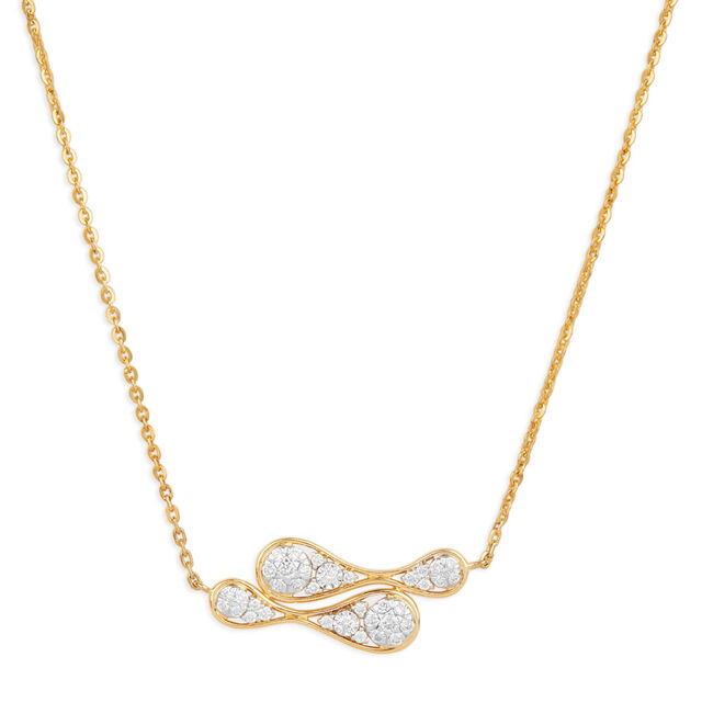 Tanishq 18KT Golden Ripple Diamond Necklace for Women 2