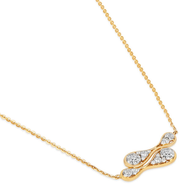 Tanishq 18KT Golden Ripple Diamond Necklace for Women 3