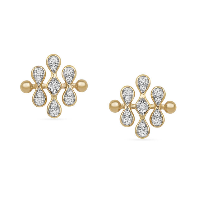 Tanishq Geometric Lattice Bead Stud Earrings for Women 