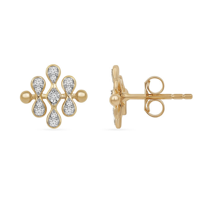 Tanishq Geometric Lattice Bead Stud Earrings for Women 3