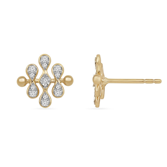 Tanishq Geometric Lattice Bead Stud Earrings for Women 5