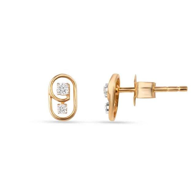 Tanishq 18KT Diagonal Ribbon Oval Stud Earrings for Women 2