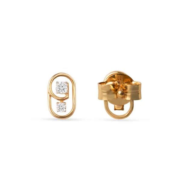 Tanishq 18KT Diagonal Ribbon Oval Stud Earrings for Women 3