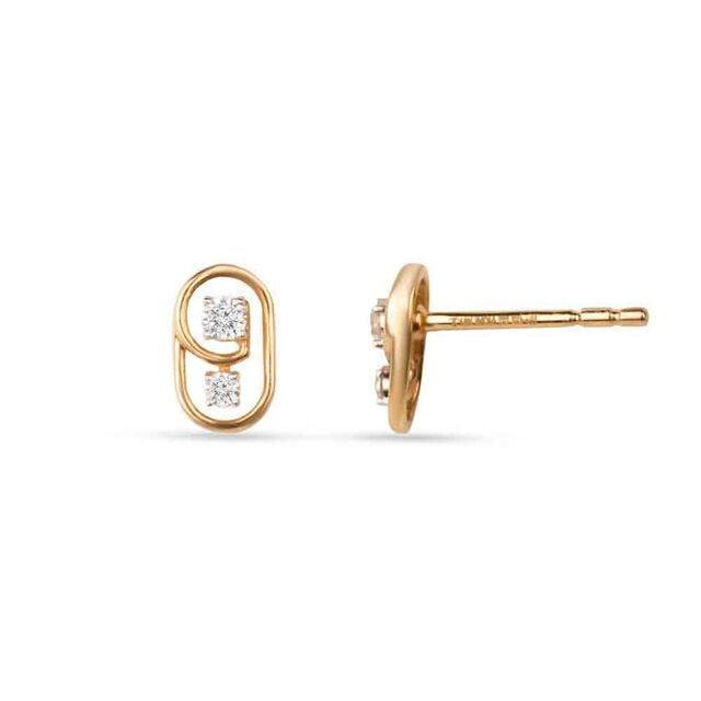 Tanishq 18KT Diagonal Ribbon Oval Stud Earrings for Women 4