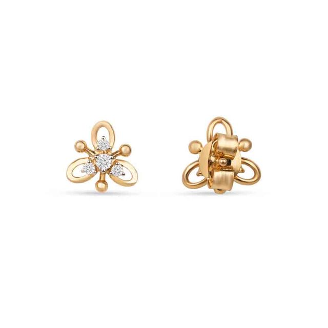 Tanishq Clover Beaded Blossom Stud Earrings 4