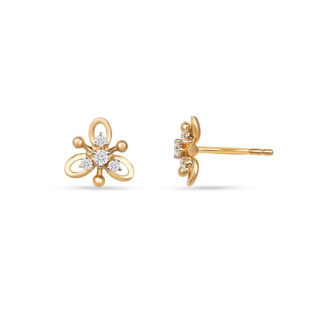 Tanishq Clover Beaded Blossom Stud Earrings 5