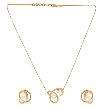 Tanishq 18KT Pearl Chain with Pendant and Earring for Women