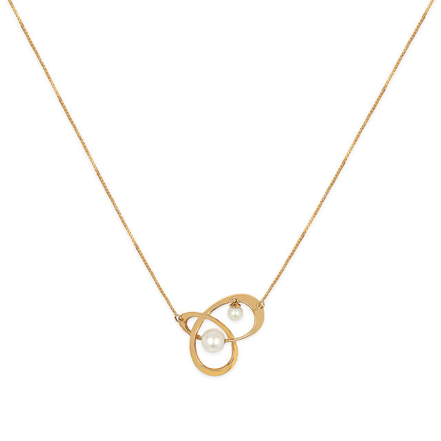 Tanishq 18KT Pearl Chain with Pendant and Earring for Women 3