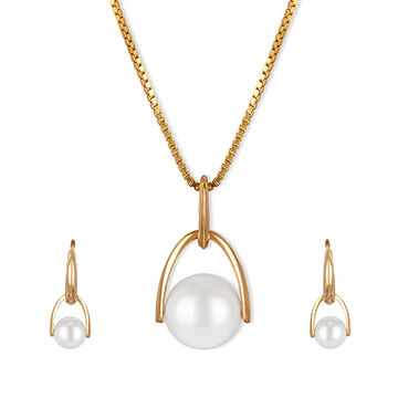 Tanishq 18KT Pearl Pendant with Earring for Women