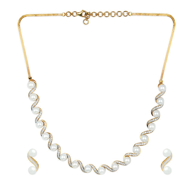 Tanishq 18KT Diamond Necklace Set for Women 