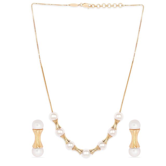 Tanishq 18KT Pearl Neckwear and Earring for Women 2