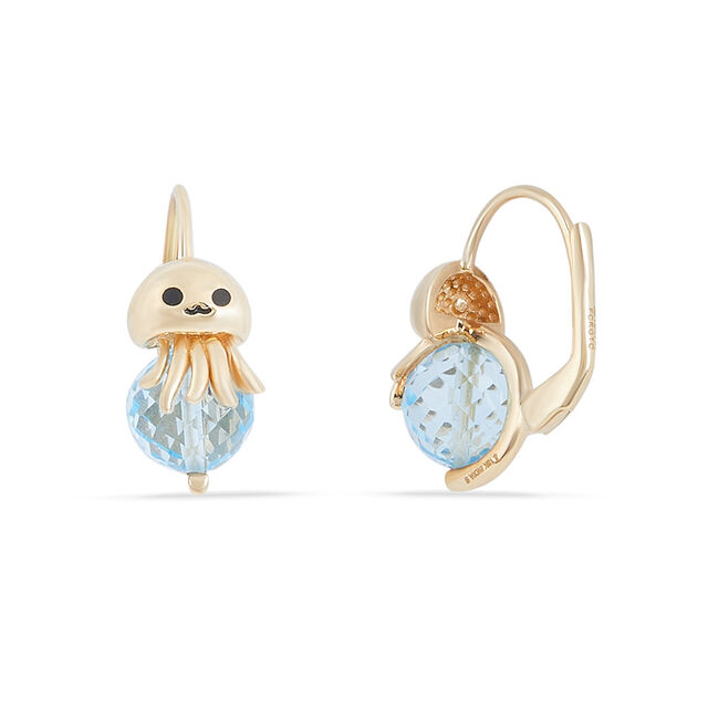 Tanishq 18KT Gold Floating Jellyfish Drop Hoop Earrings 2