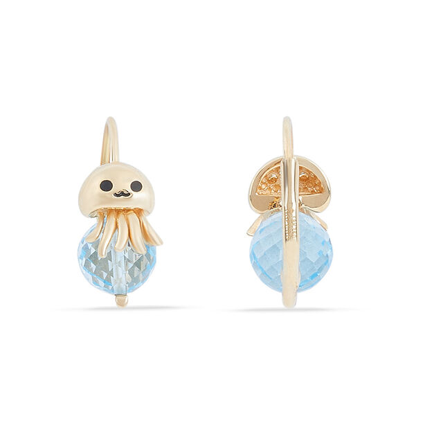 Tanishq 18KT Gold Floating Jellyfish Drop Hoop Earrings 3