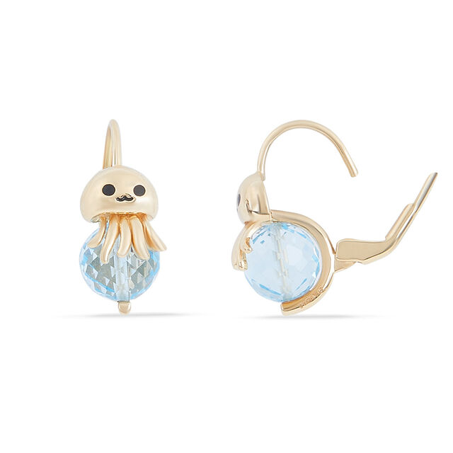 Tanishq 18KT Gold Floating Jellyfish Drop Hoop Earrings 4