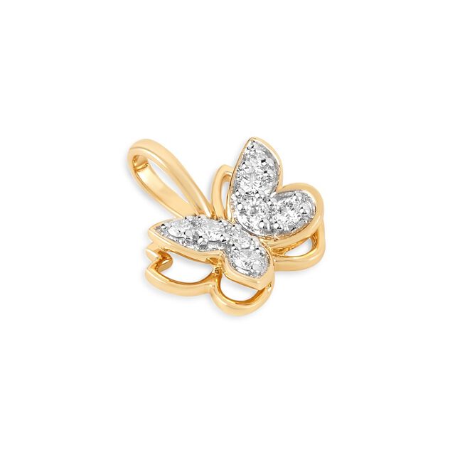 Tanishq 18KT Gold Diamond Flutter Butterfly Pendant 4