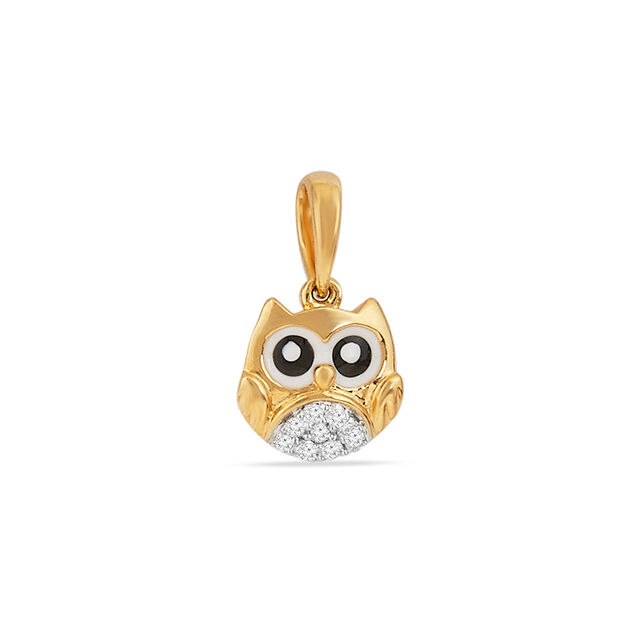Tanishq 18KT Gold Kawaii Owl Spark Pendant 