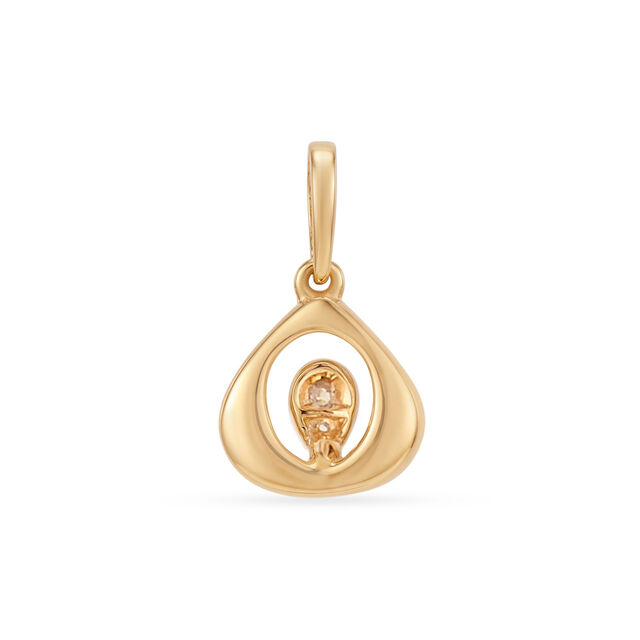 Tanishq 18KT Gold Soft Leaf Diamond Pendant 2
