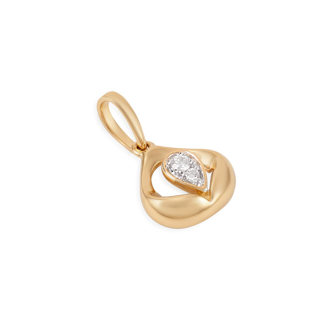 Tanishq 18KT Gold Soft Leaf Diamond Pendant 4