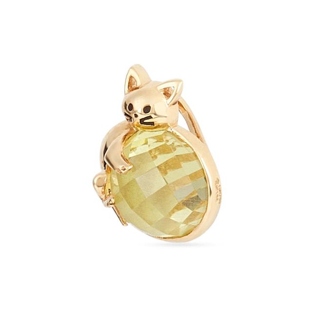 Tanishq 18KT Gold Kitten Hugging Carnelian Pendant 4