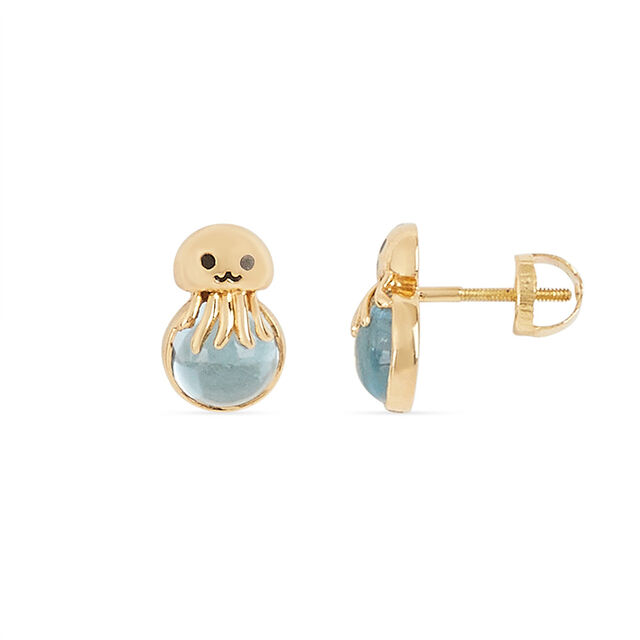 Tanishq 18KT Gold Floating Jellyfish Stud Earrings 2
