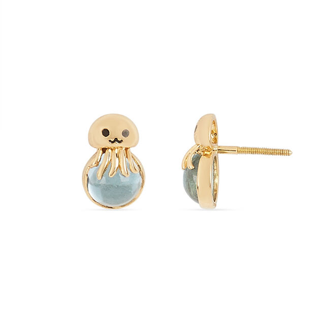 Tanishq 18KT Gold Floating Jellyfish Stud Earrings 4