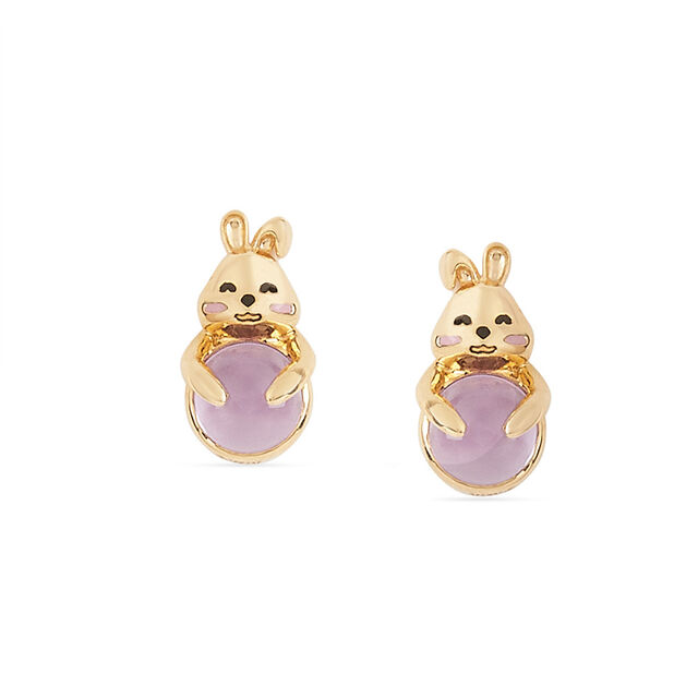 Tanishq 18KT Gold Blushing Bunny with Amethyst Stud Earrings 
