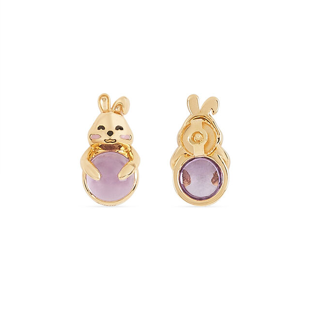 Tanishq 18KT Gold Blushing Bunny with Amethyst Stud Earrings 3