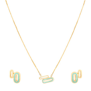 Tanishq 18KT Gold Chain with Pendant and Earring for Women