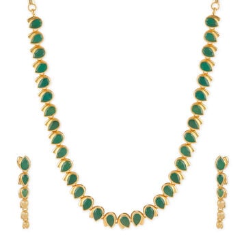 Tanishq 18KT Emerald Seedling Necklace Set for Women