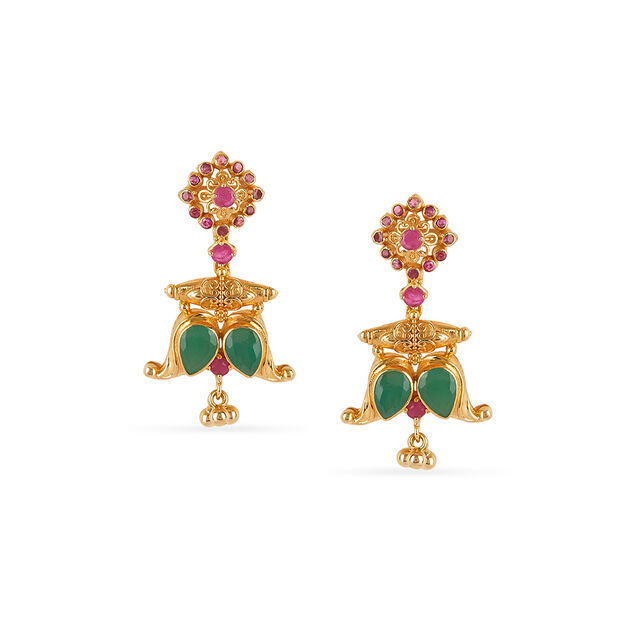 Tanishq 18KT Mango Motifs Embellished Necklace Set for Women 4