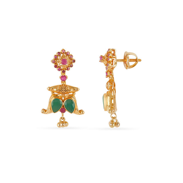Tanishq 18KT Mango Motifs Embellished Necklace Set for Women 5