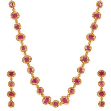 Tanishq 18KT Classic Ruby Radiance Necklace Set for Women