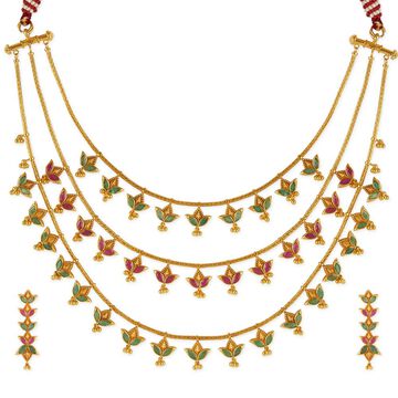 Tanishq 18KT The Breeze of Spring Multi-layer 3-in-1 Necklace Set for Women