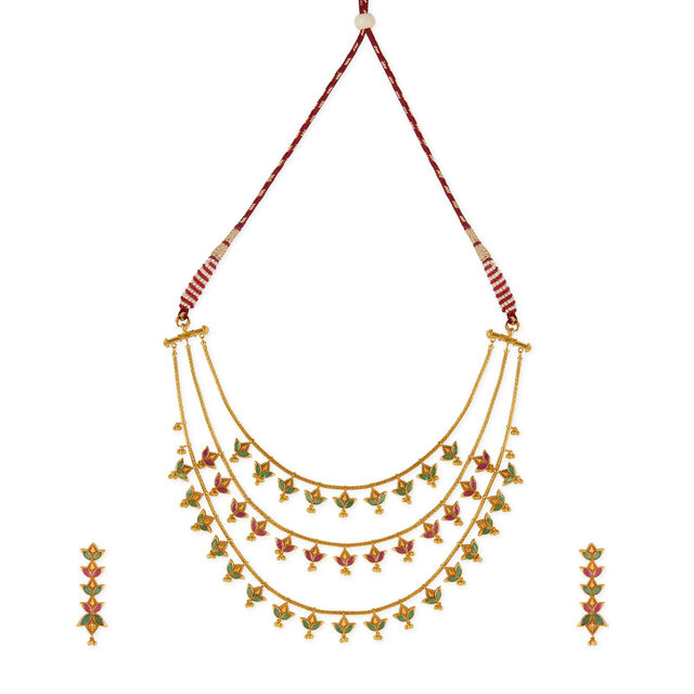 Tanishq 18KT The Breeze of Spring Multi-layer 3-in-1 Necklace Set for Women 2