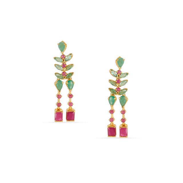 Tanishq 18KT Ruby & Emerald Spokes Necklace Set for Women 4