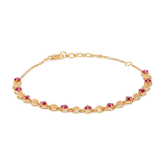 Tanishq 18KT Geometric Ruby Harmony Bracelet for Women 