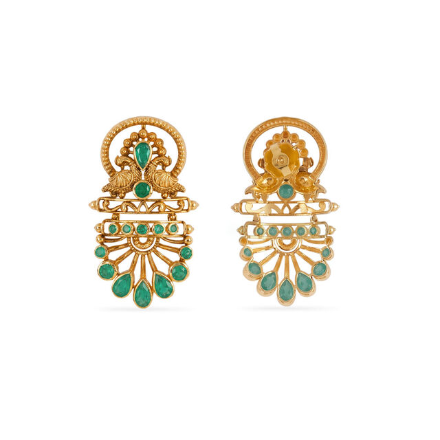 Tanishq 18KT Perched Elegance Peacock Drop Earrings for Women 3
