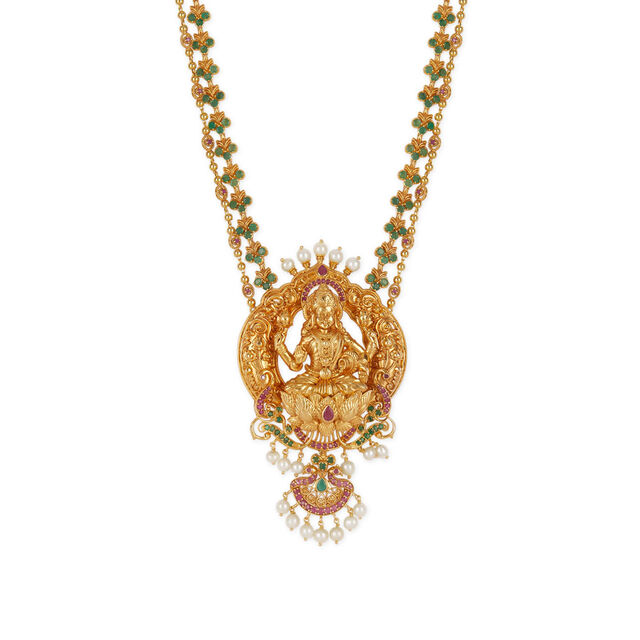 Tanishq 18KT Ruby & Emerald Lakshmi Haram for Women 