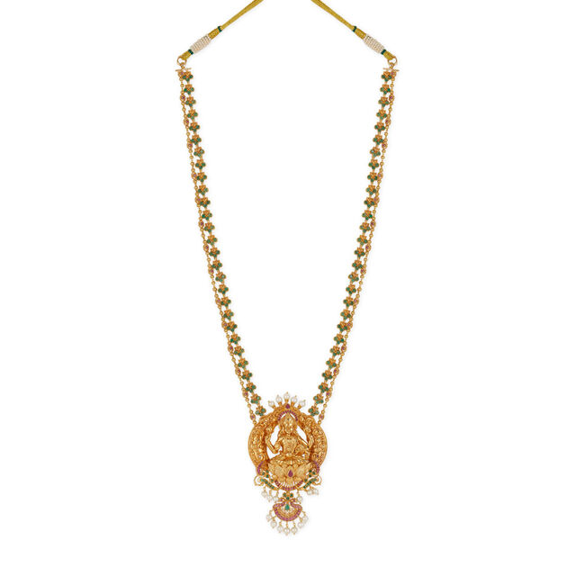 Tanishq 18KT Ruby & Emerald Lakshmi Haram for Women 3