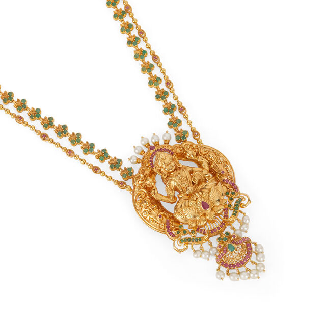 Tanishq 18KT Ruby & Emerald Lakshmi Haram for Women 4