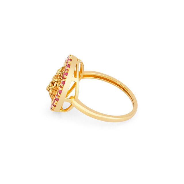Tanishq 18KT Graceful Lakshmi Ruby Finger Ring for Women 3