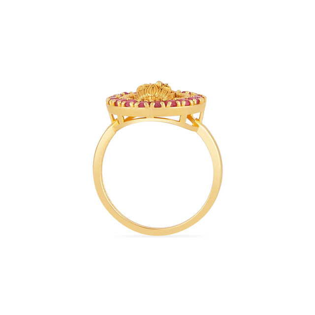 Tanishq 18KT Graceful Lakshmi Ruby Finger Ring for Women 4