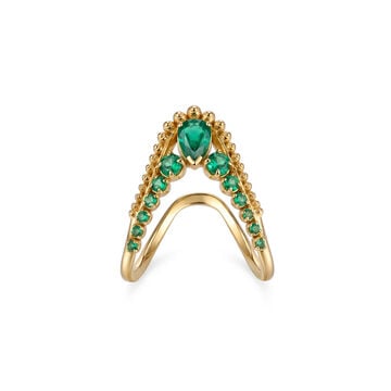 Tanishq 18KT Vivid Emerald Vanki Finger Ring for Women