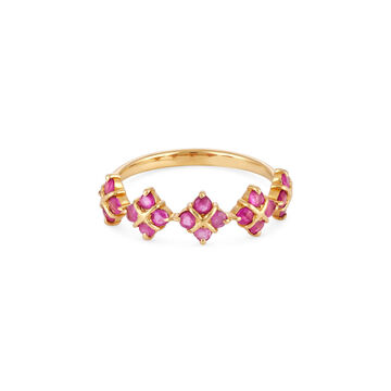 Tanishq 18KT Floral Charm Ruby Finger Ring for Women